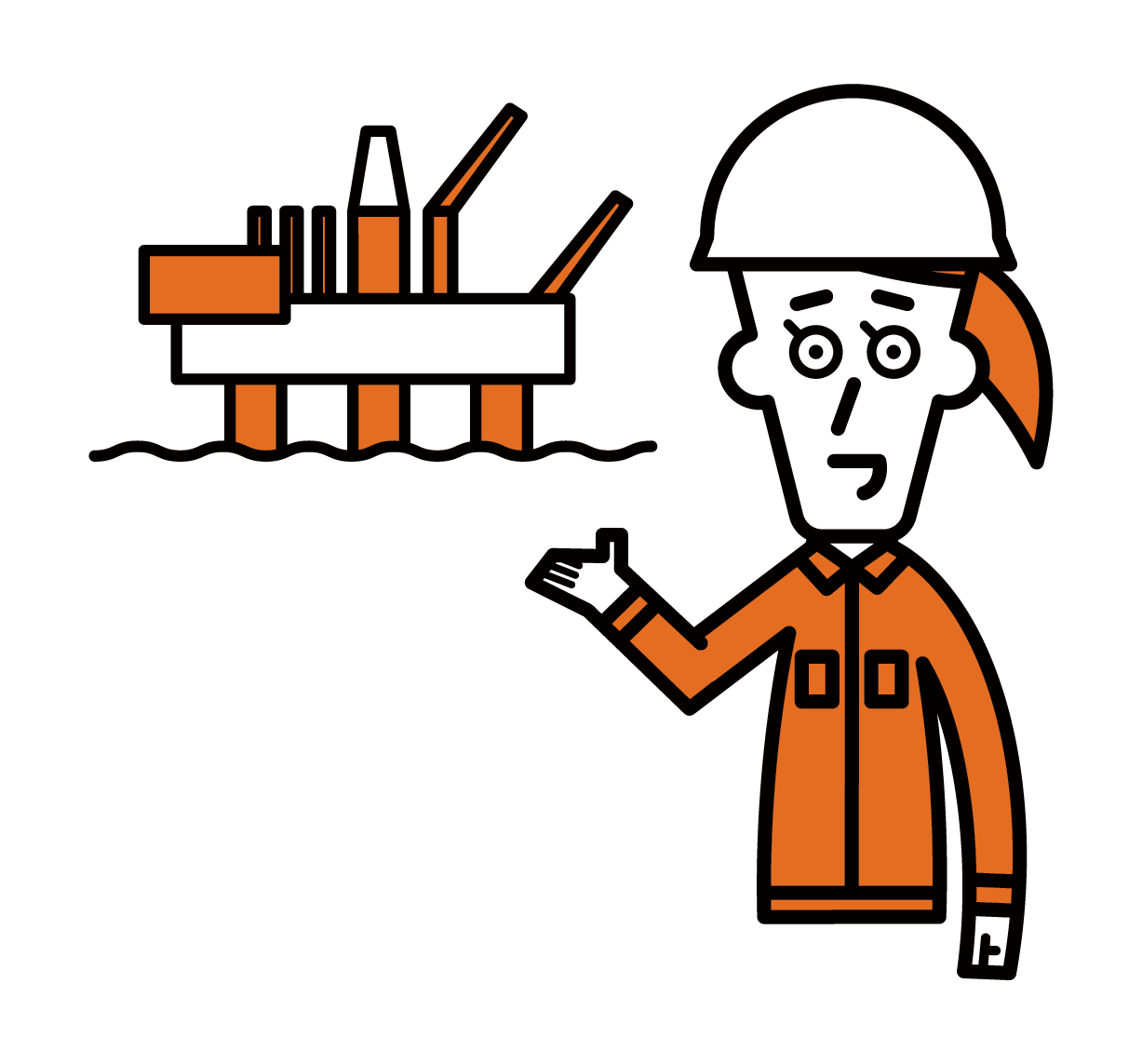 Illustration of an employee of an oil company (woman)