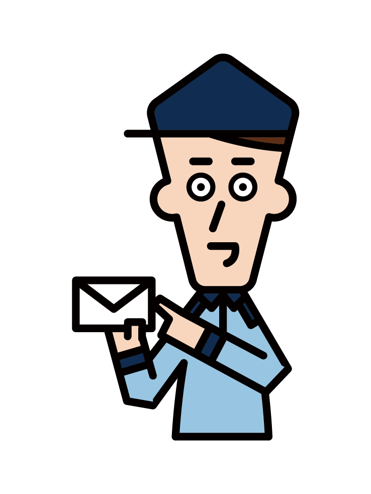 Illustration of a Japanese postman (male)
