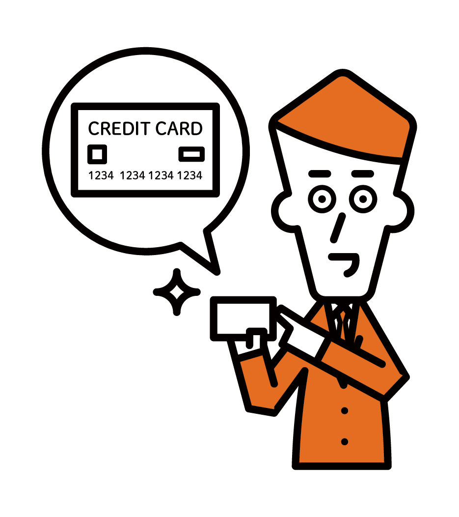 Illustration of a credit card company employee (male)