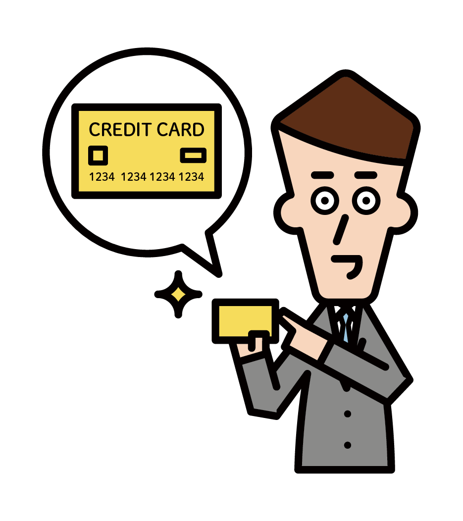 Illustration of a credit card company employee (male)