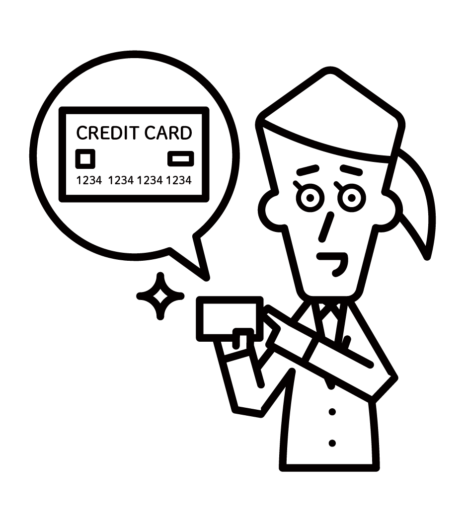 Illustration of a credit card company employee (woman)
