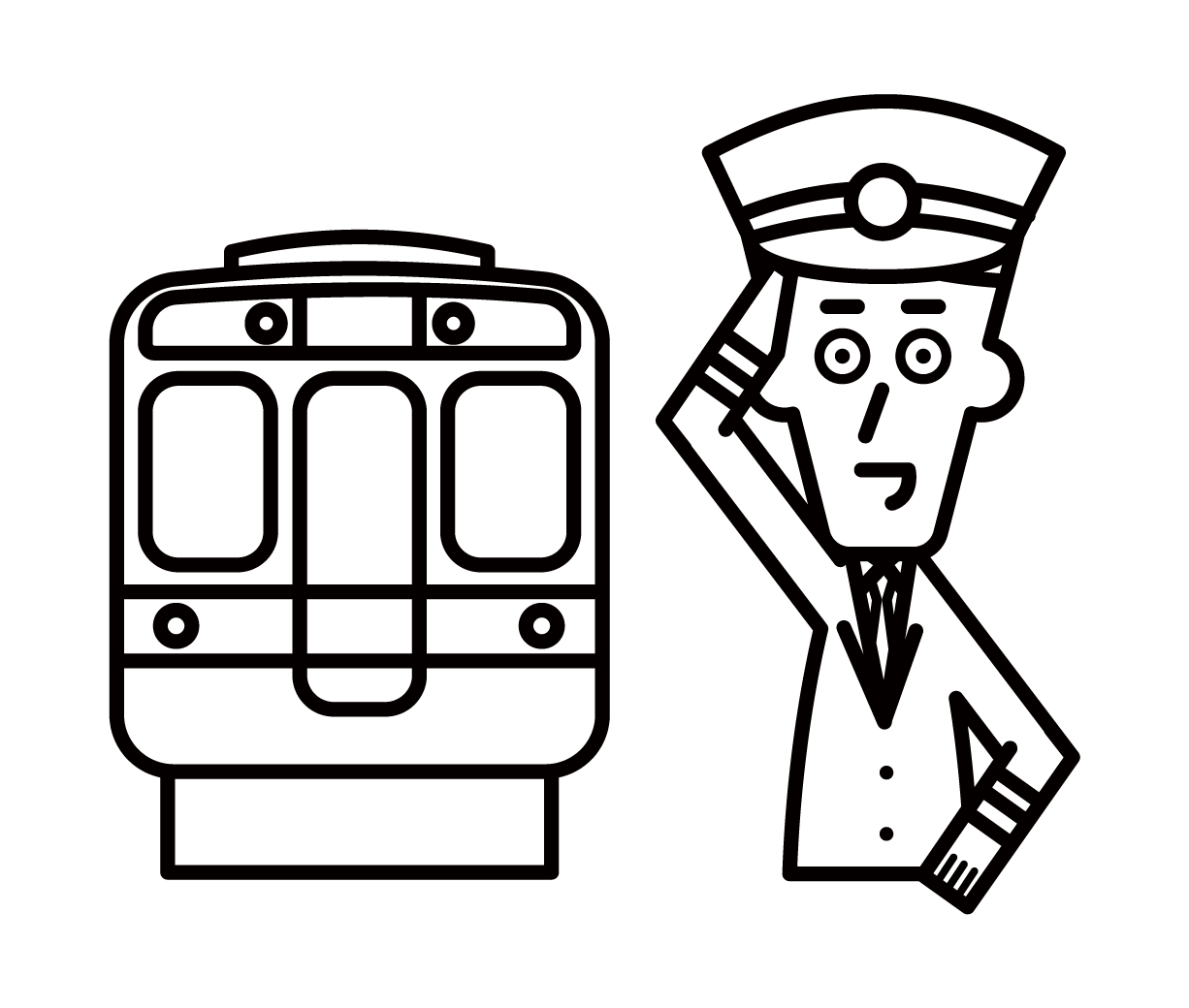 Illustration of conductors and railway company employees (male)