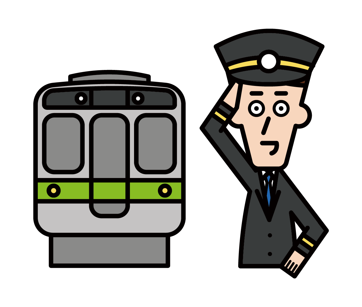 售票員和鐵路公司員工（男性）的插圖