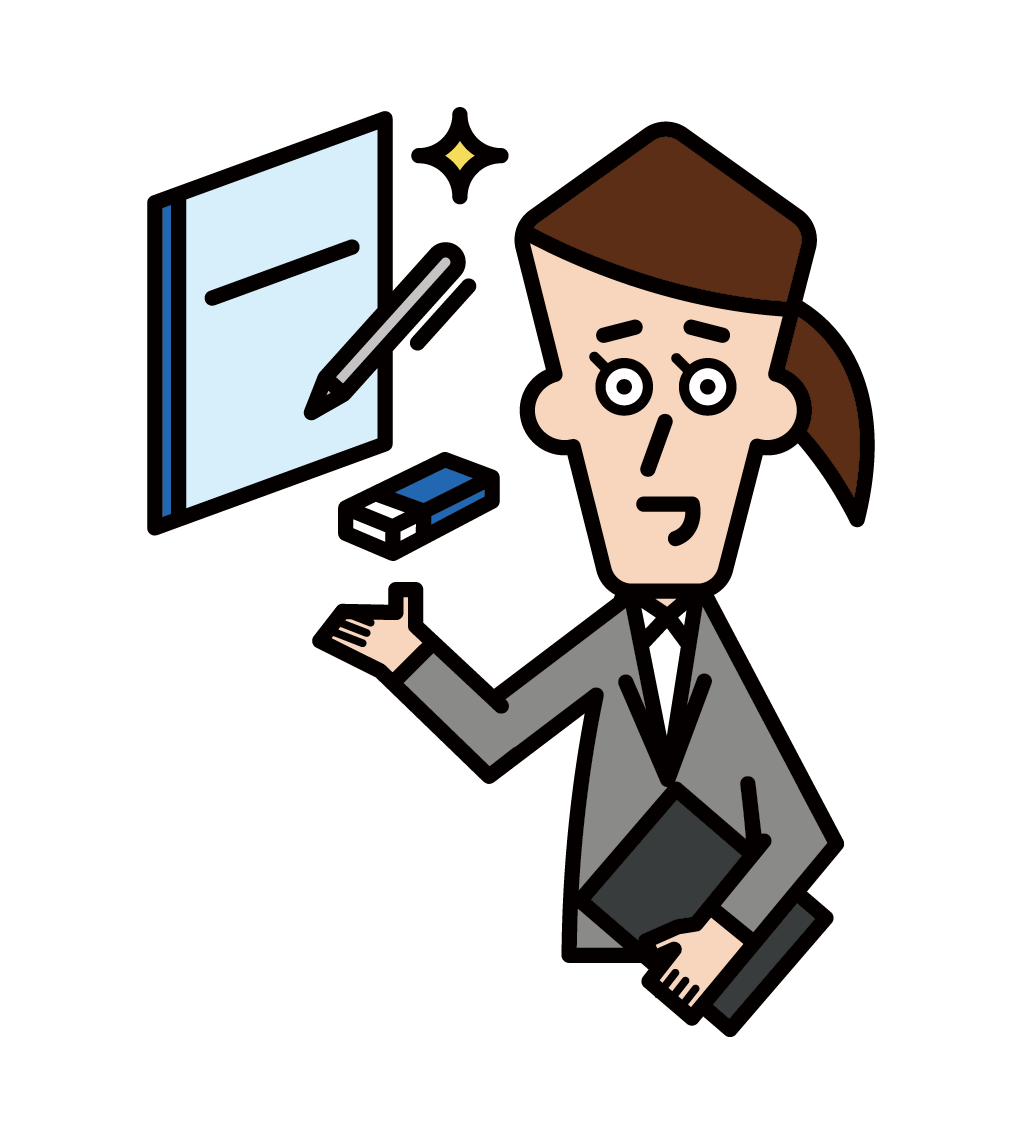 Illustration of an employee (male) of a stationery manufacturer