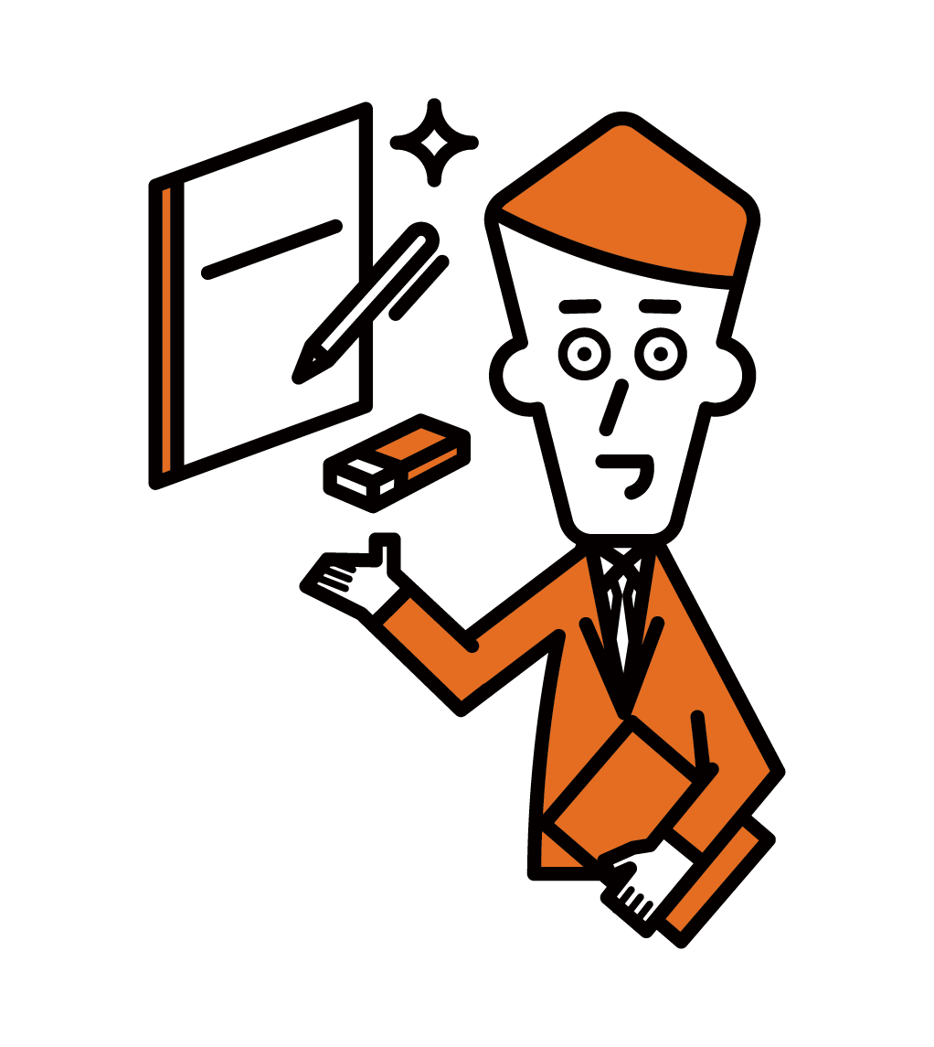Illustration of an employee (male) of a stationery manufacturer