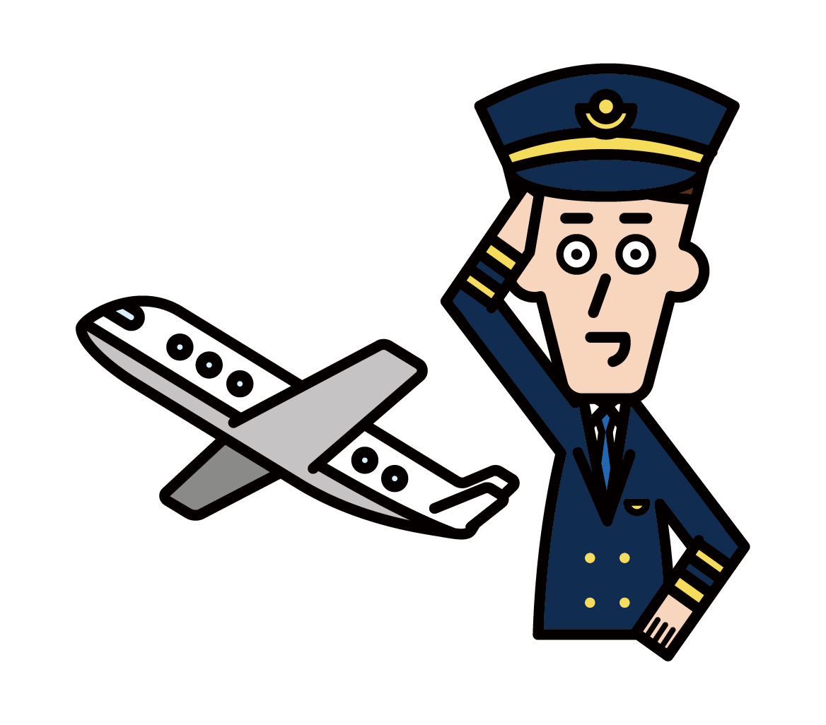 Illustration of a pilot of an airplane (male)