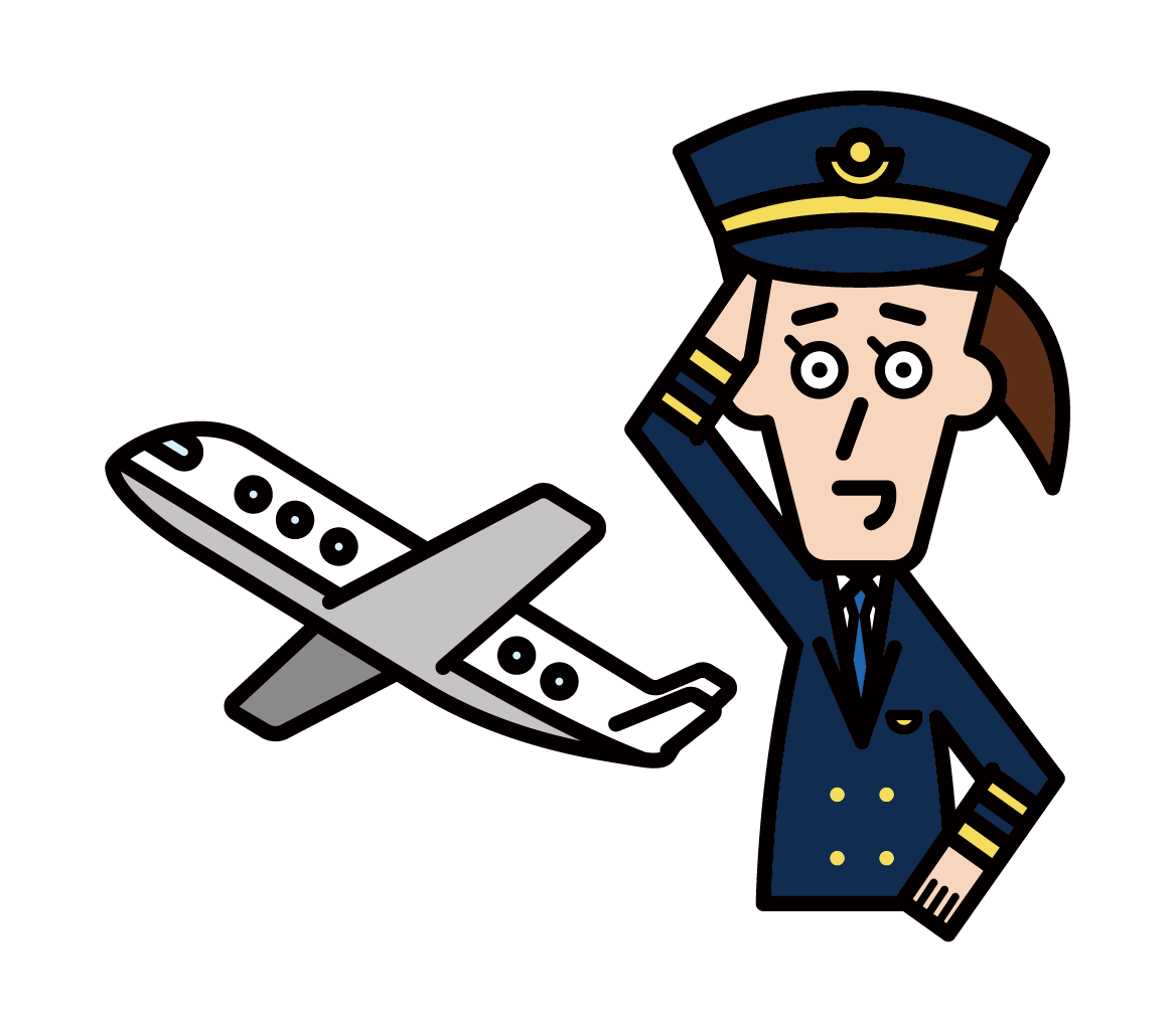 Illustration of a pilot of an airplane (female)