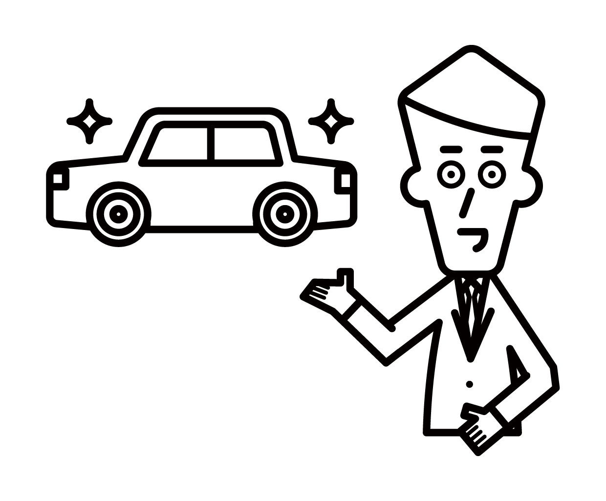 Illustration of an employee of an automobile dealer (male)