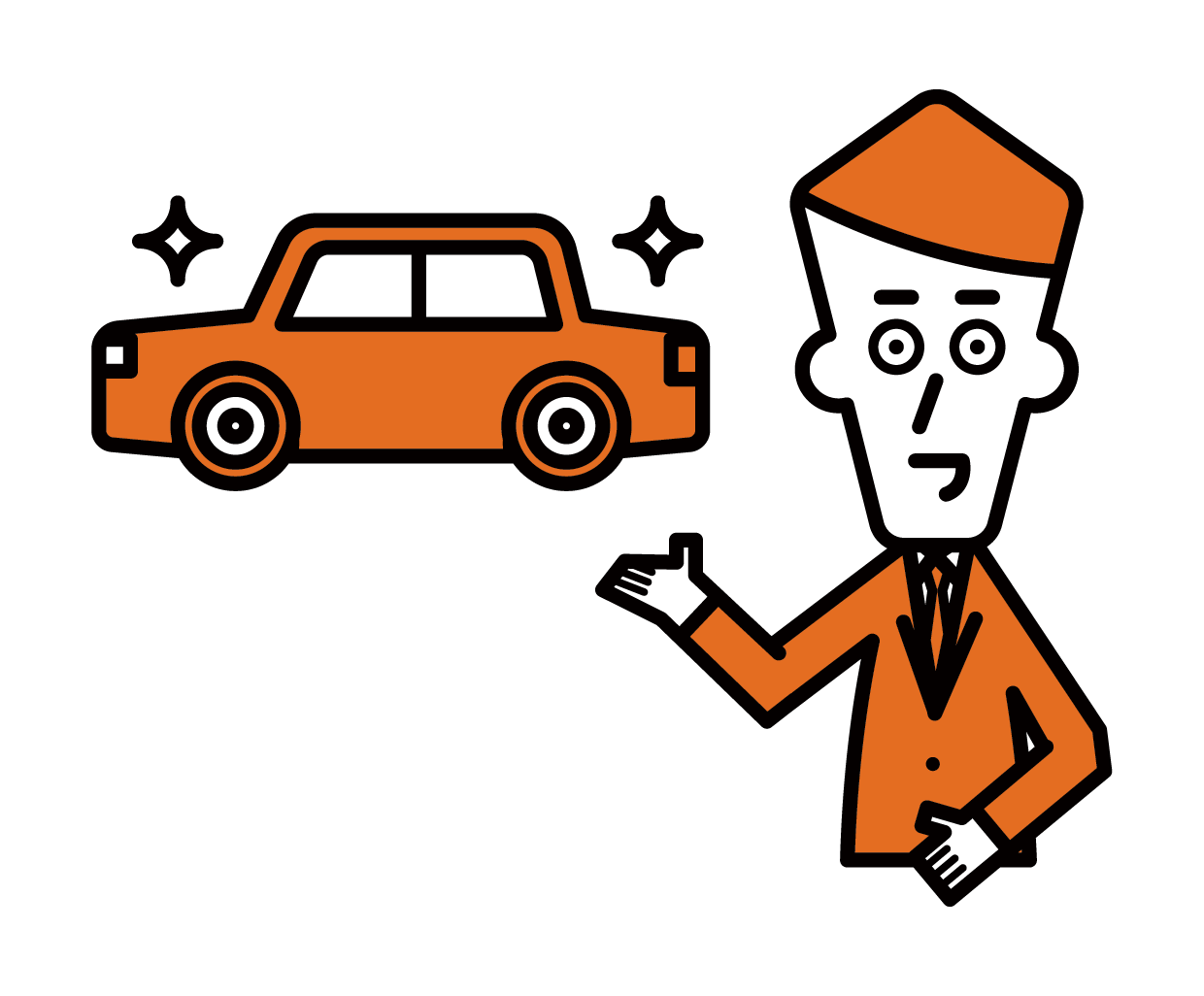 Illustration of an employee of an automobile dealer (male)