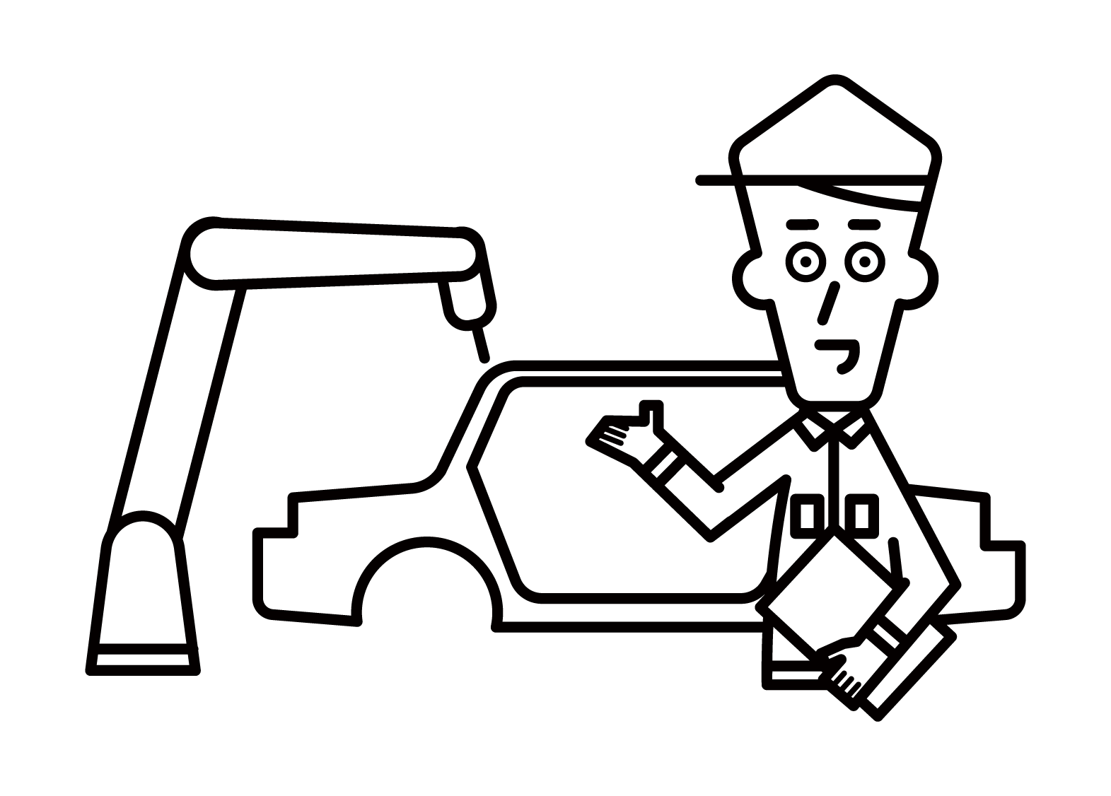 汽車製造商員工（男性）的插圖