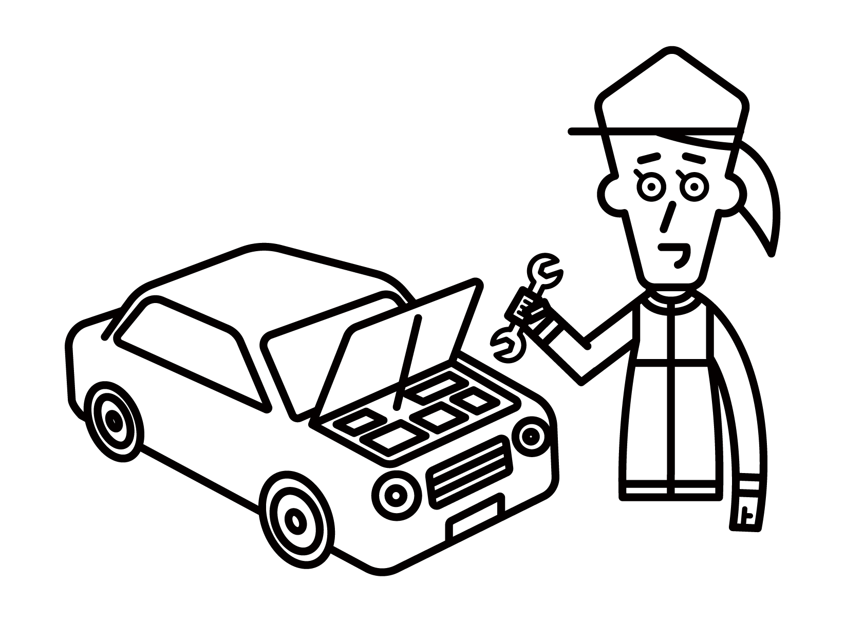 Illustration of a car mechanic (woman)