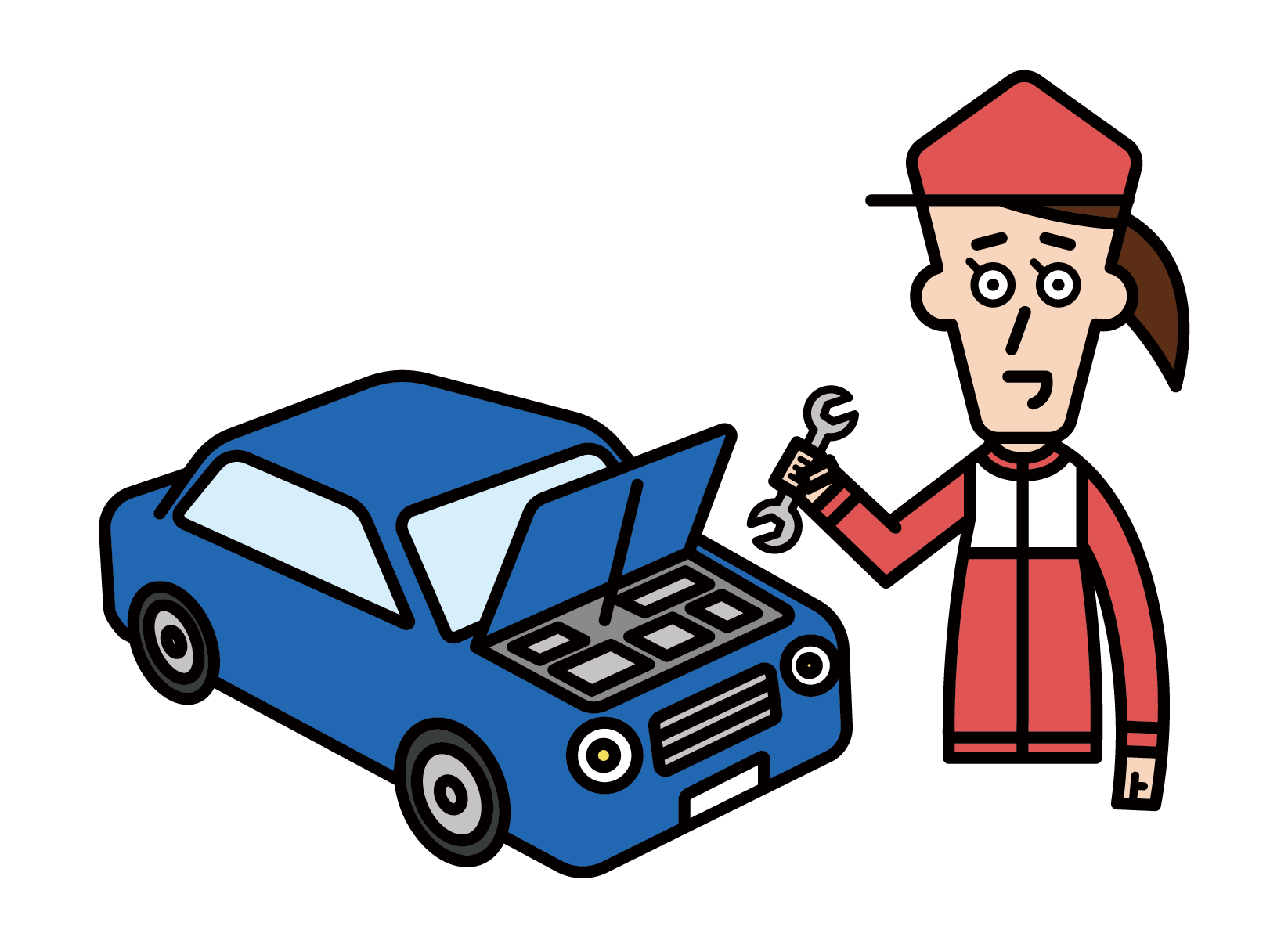 Illustration of a car mechanic (woman)