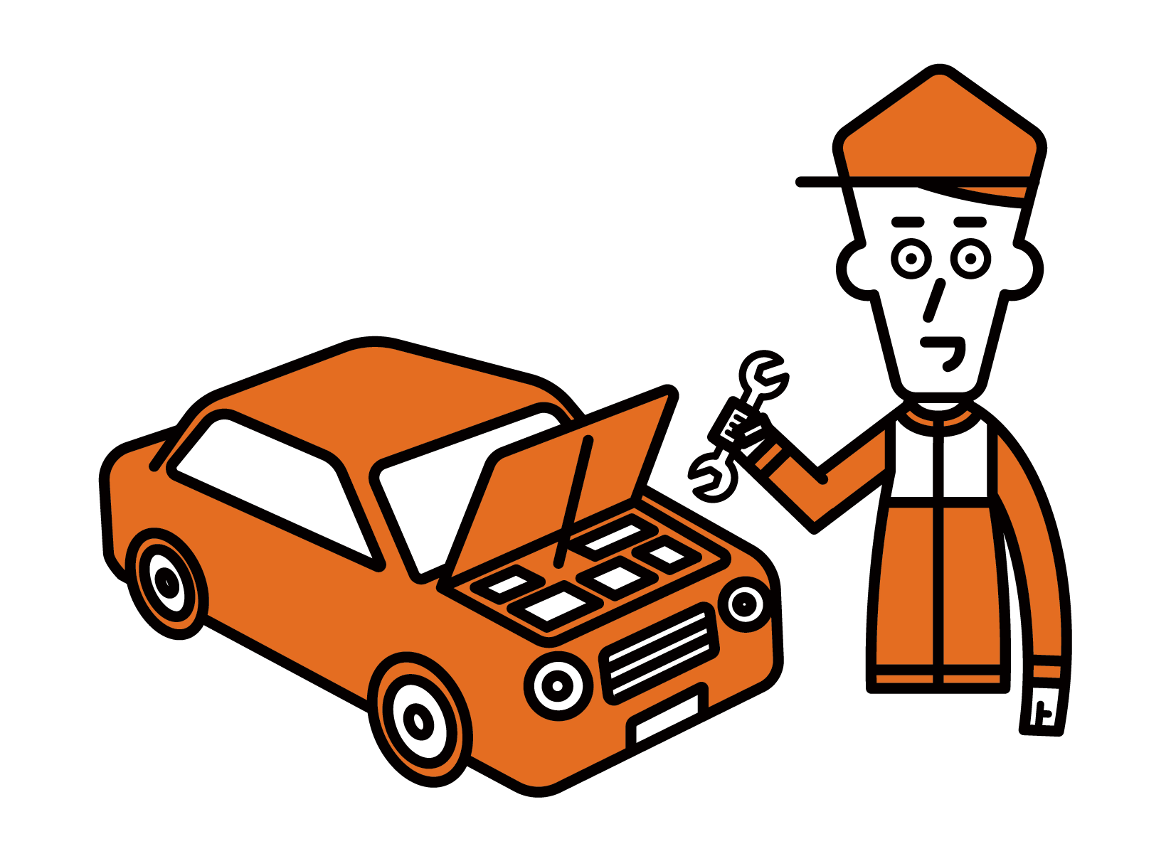 Illustration of a male car mechanic