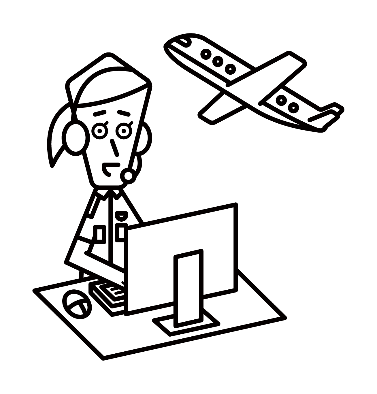 Illustration of air traffic controller (female)