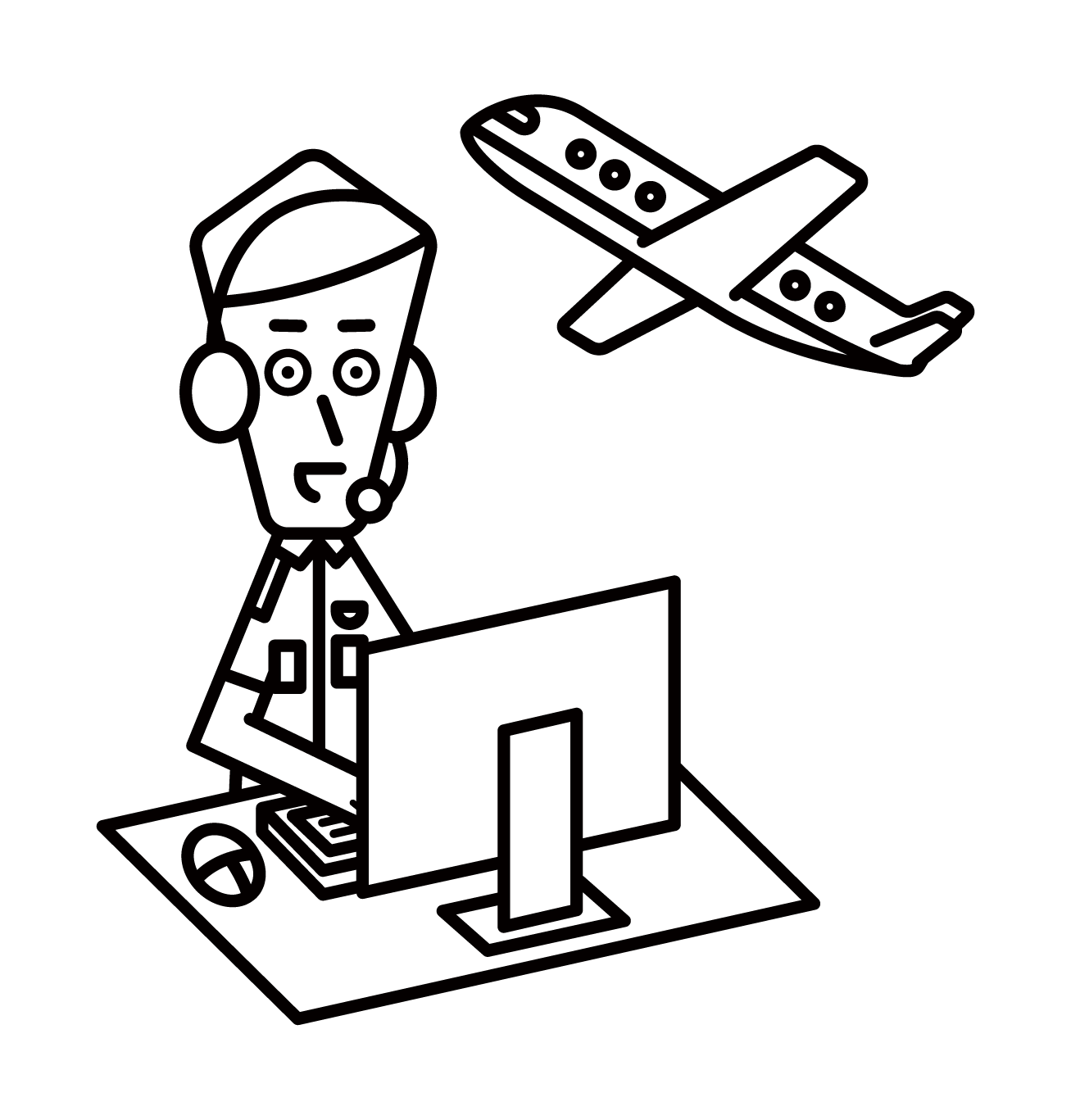 空中交通管制員（男性）插圖