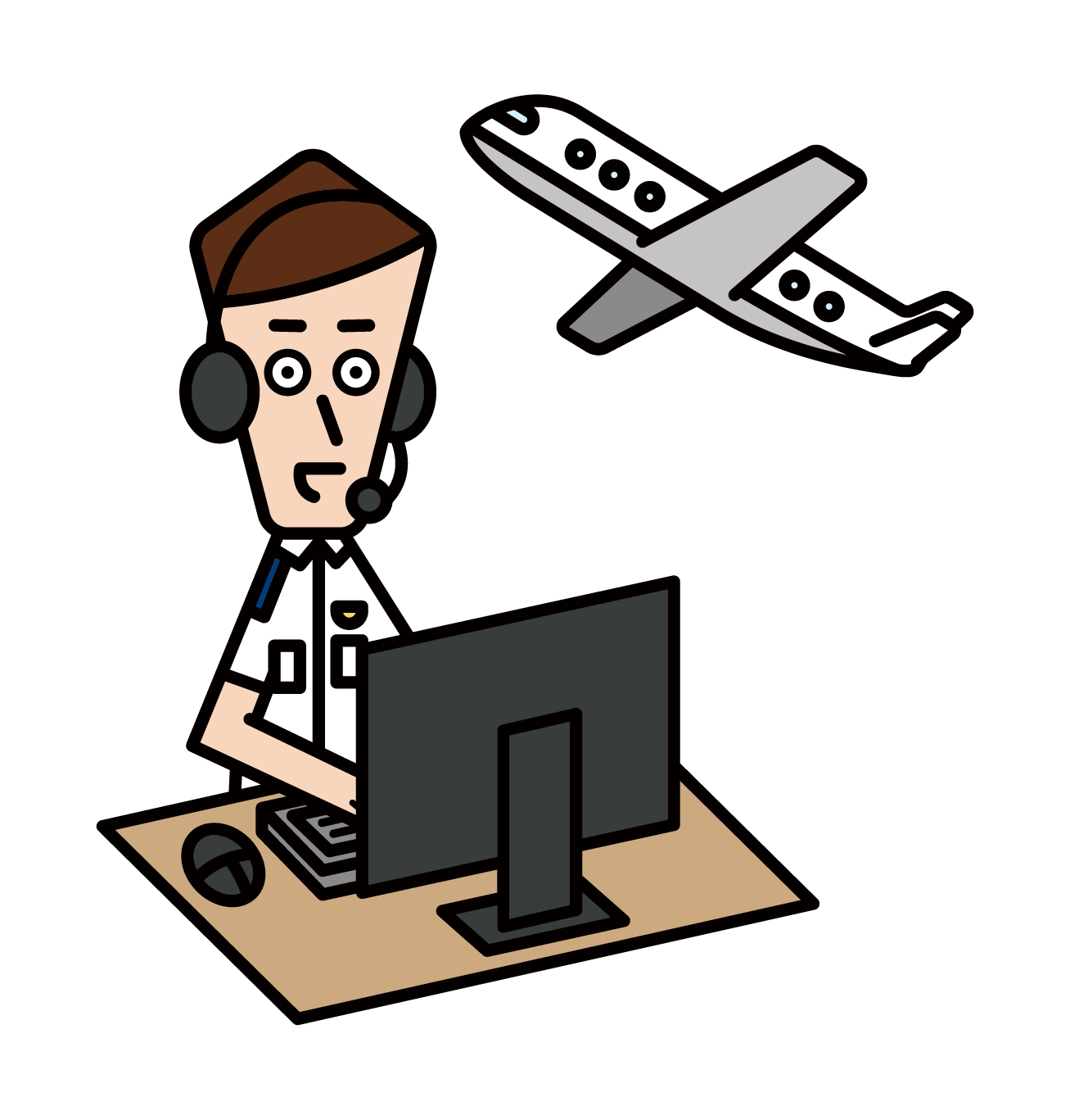 Illustration of an air traffic controller (male)