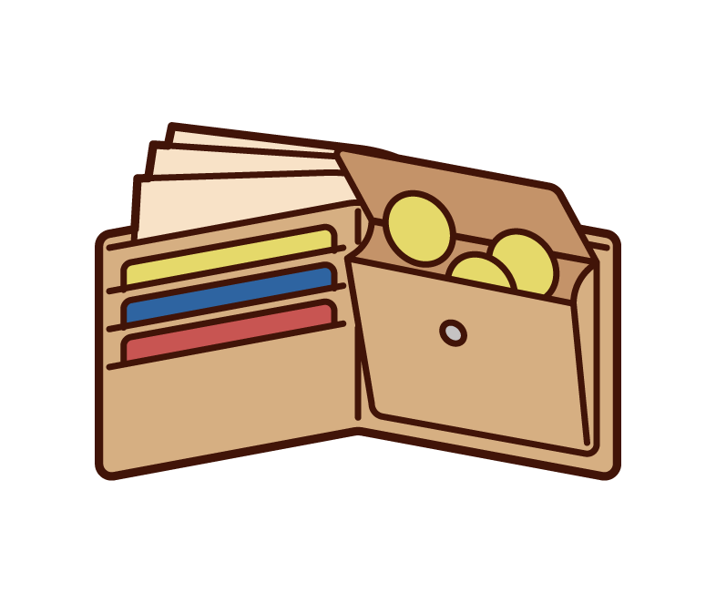 Illustration of the contents of the wallet with small change