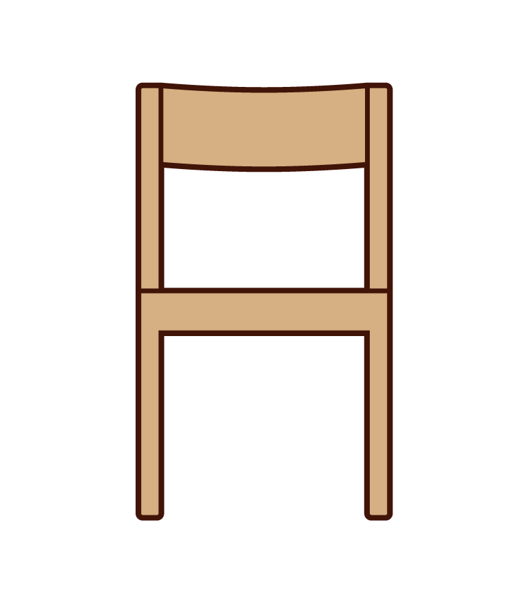 Illustration of a wooden chair from the front