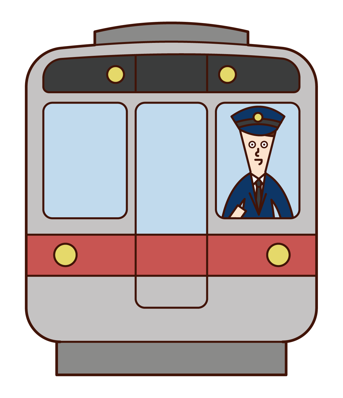 電車の運転士（男性）のイラスト