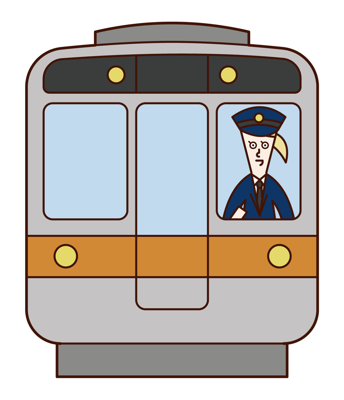 電車の運転士（女性）のイラスト