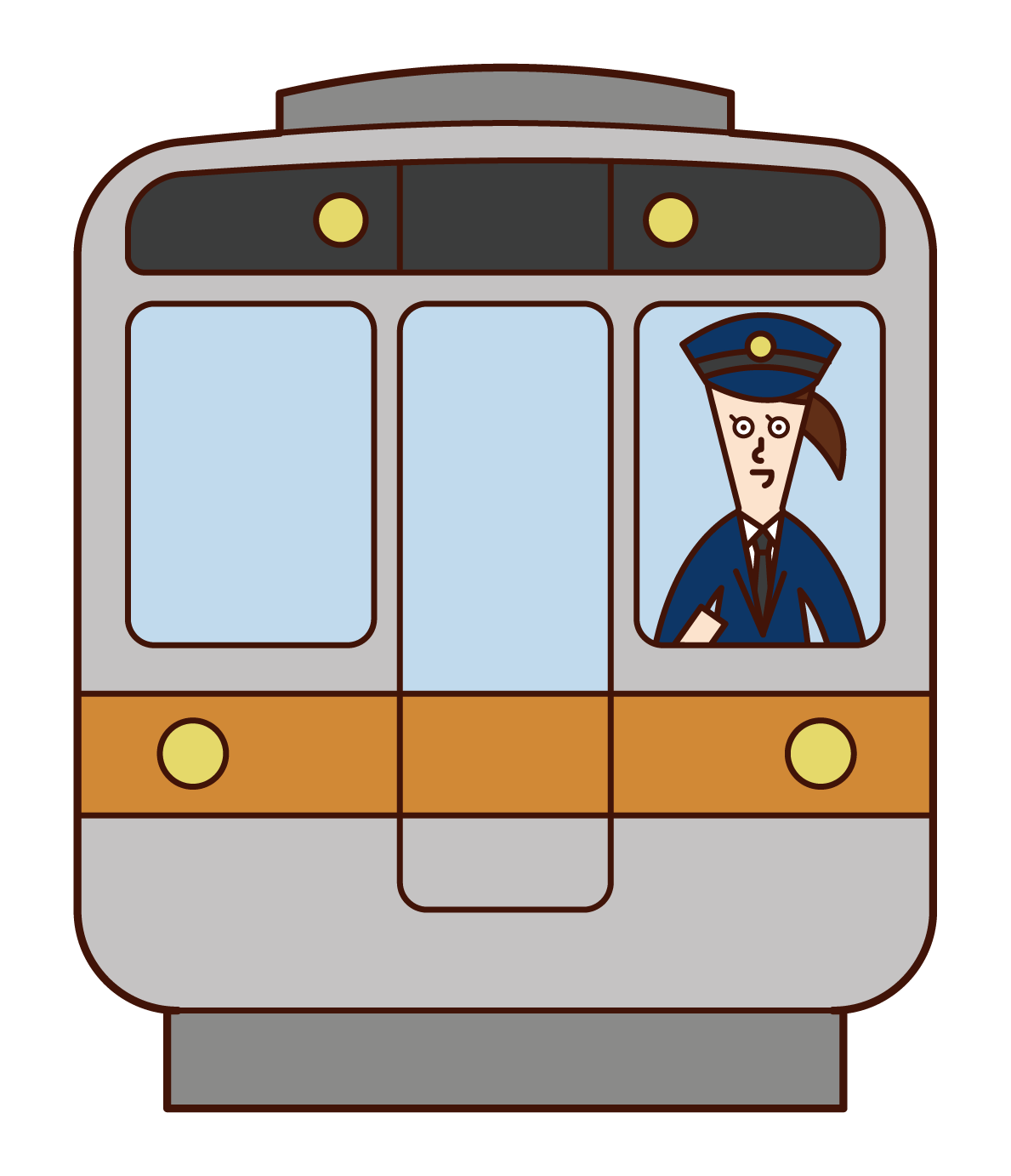 電車の運転士（女性）のイラスト