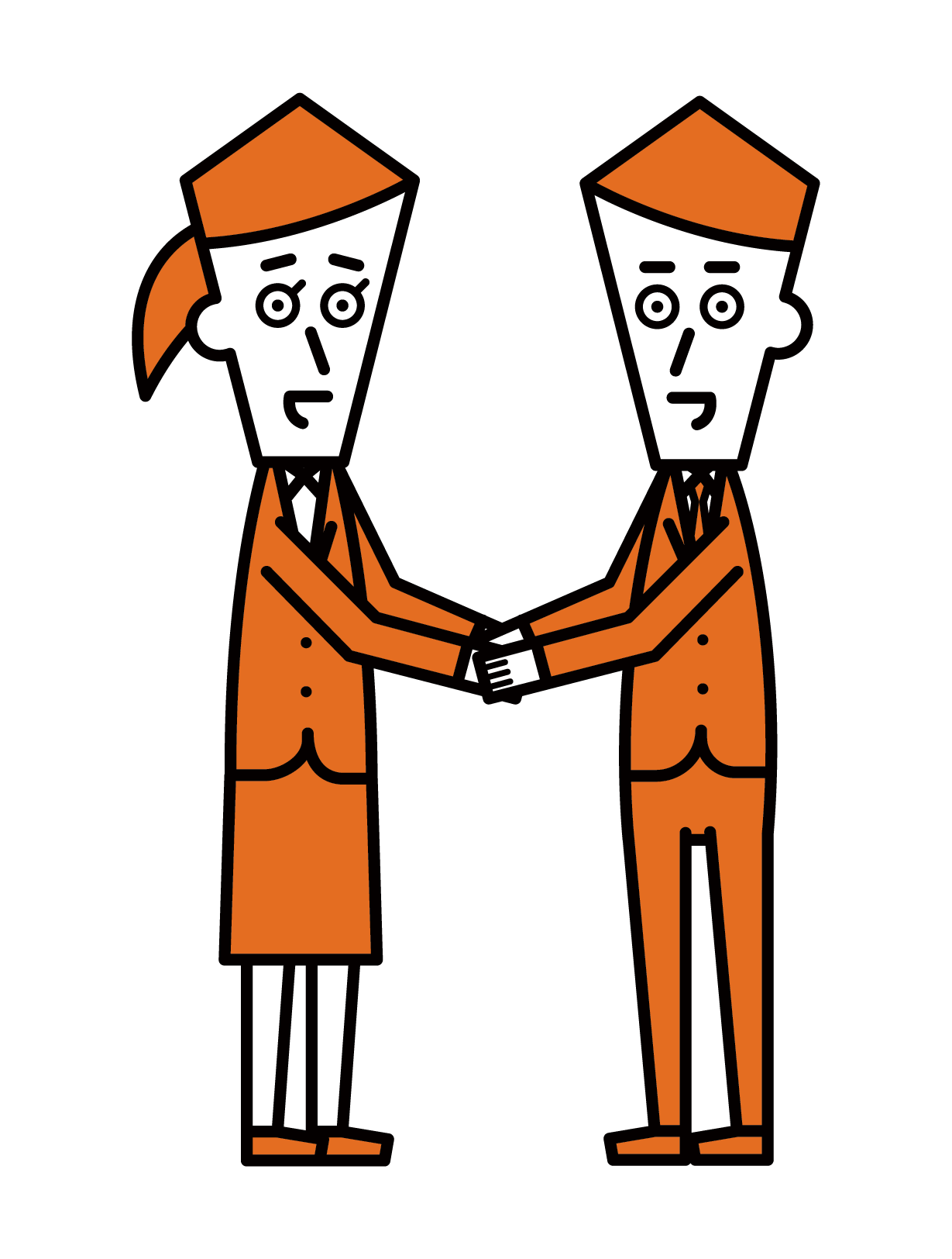 Illustration of a man and a woman shaking hands