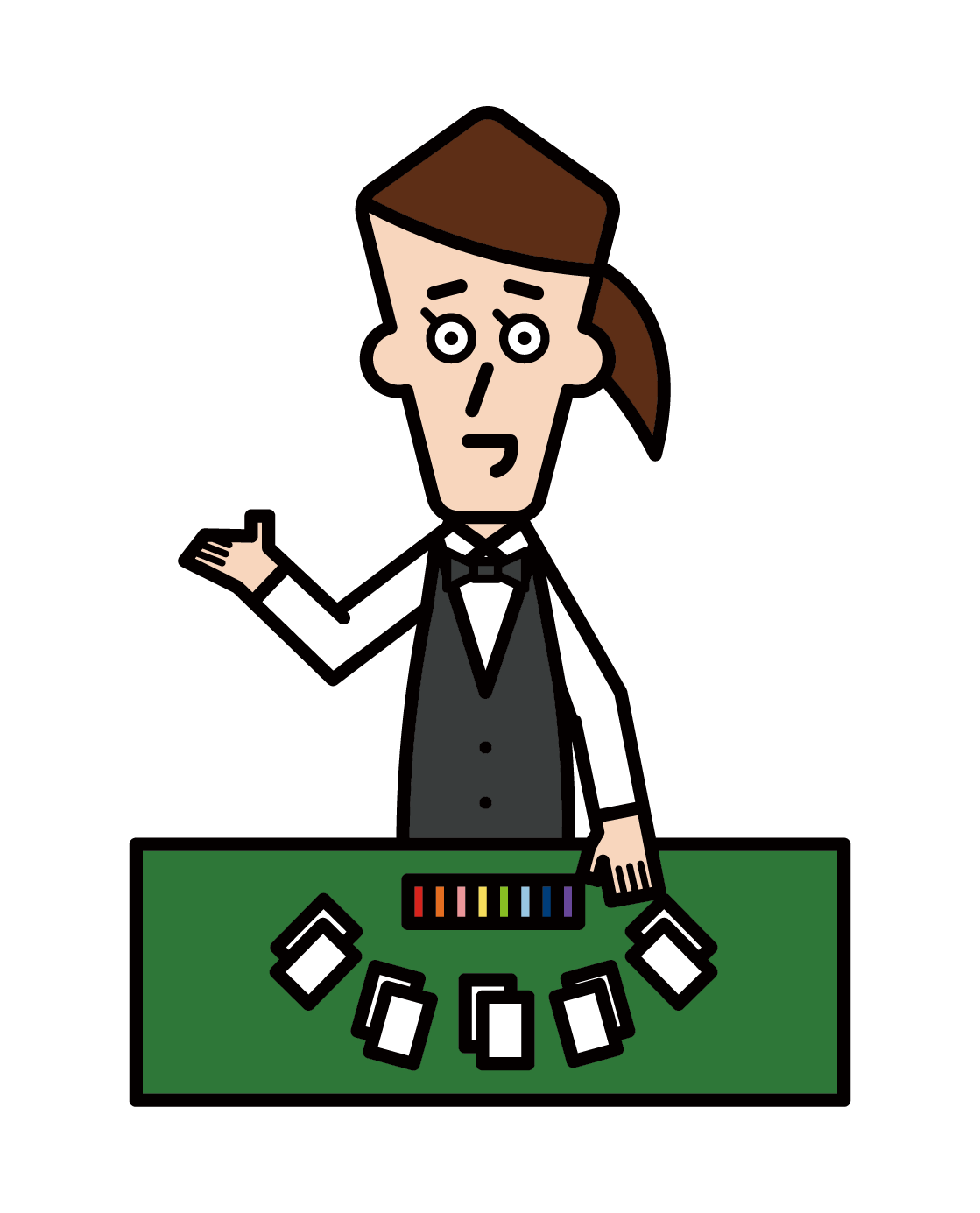 Illustration of a casino dealer (female)