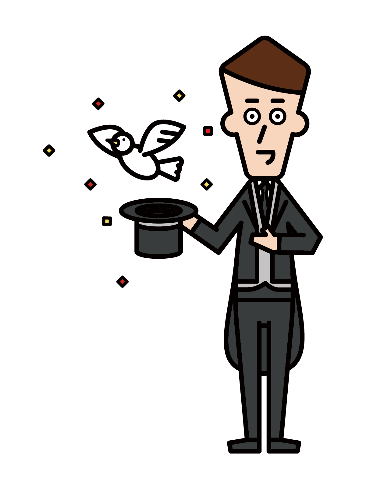 Illustration of a magician (male)