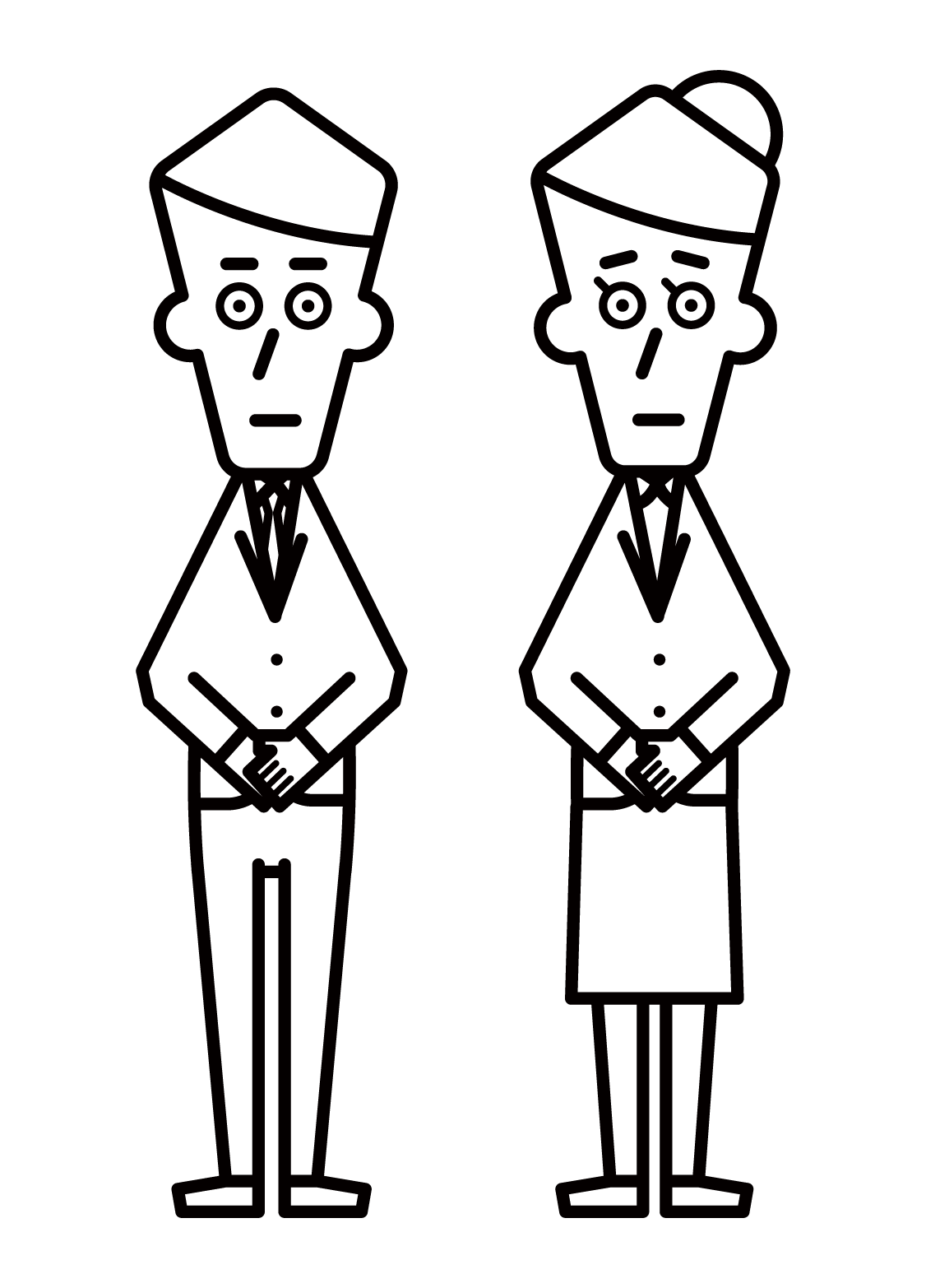 Illustration of a funeral home employee (male and female)
