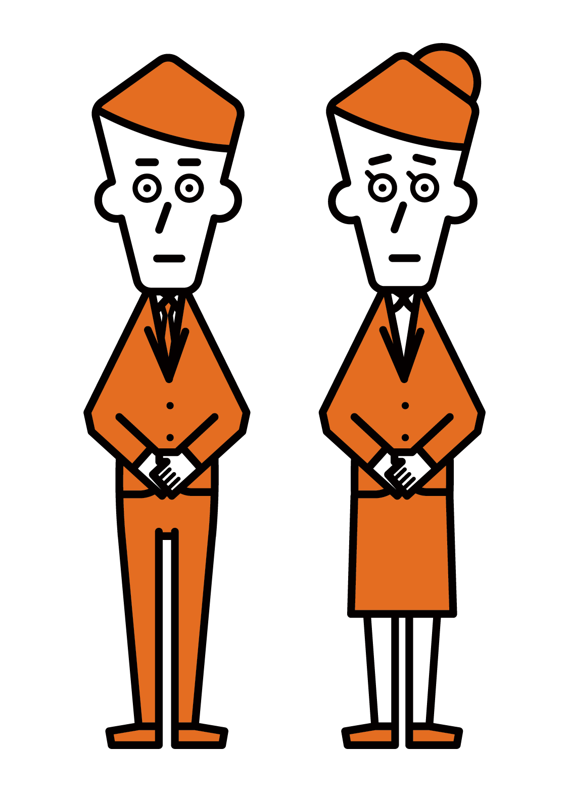 Illustration of a funeral home employee (male and female)