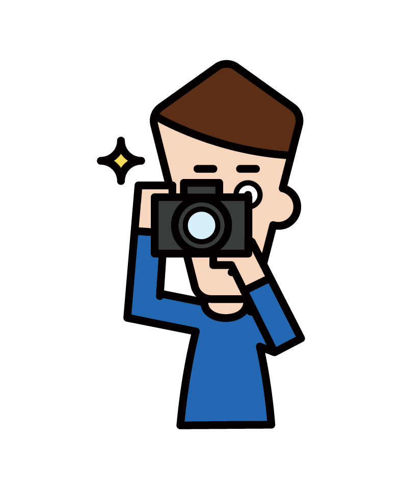 Illustration of a man taking a picture with a camera