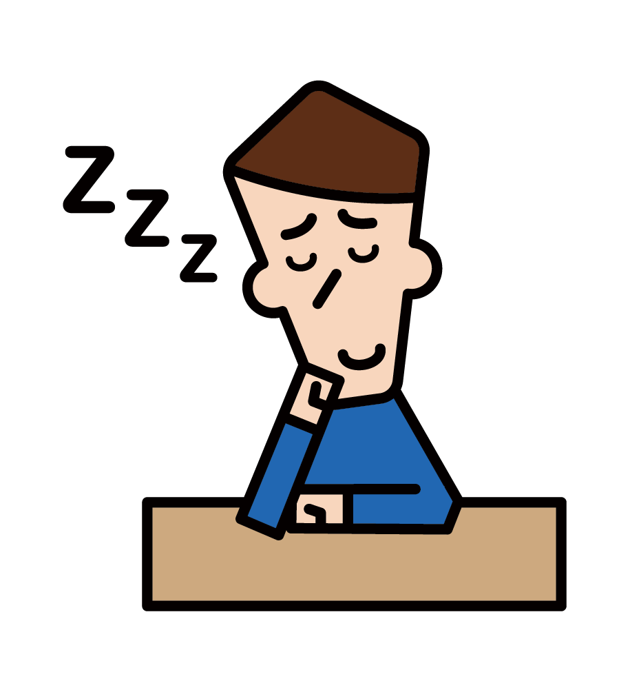 Illustration of a man dozing off in class