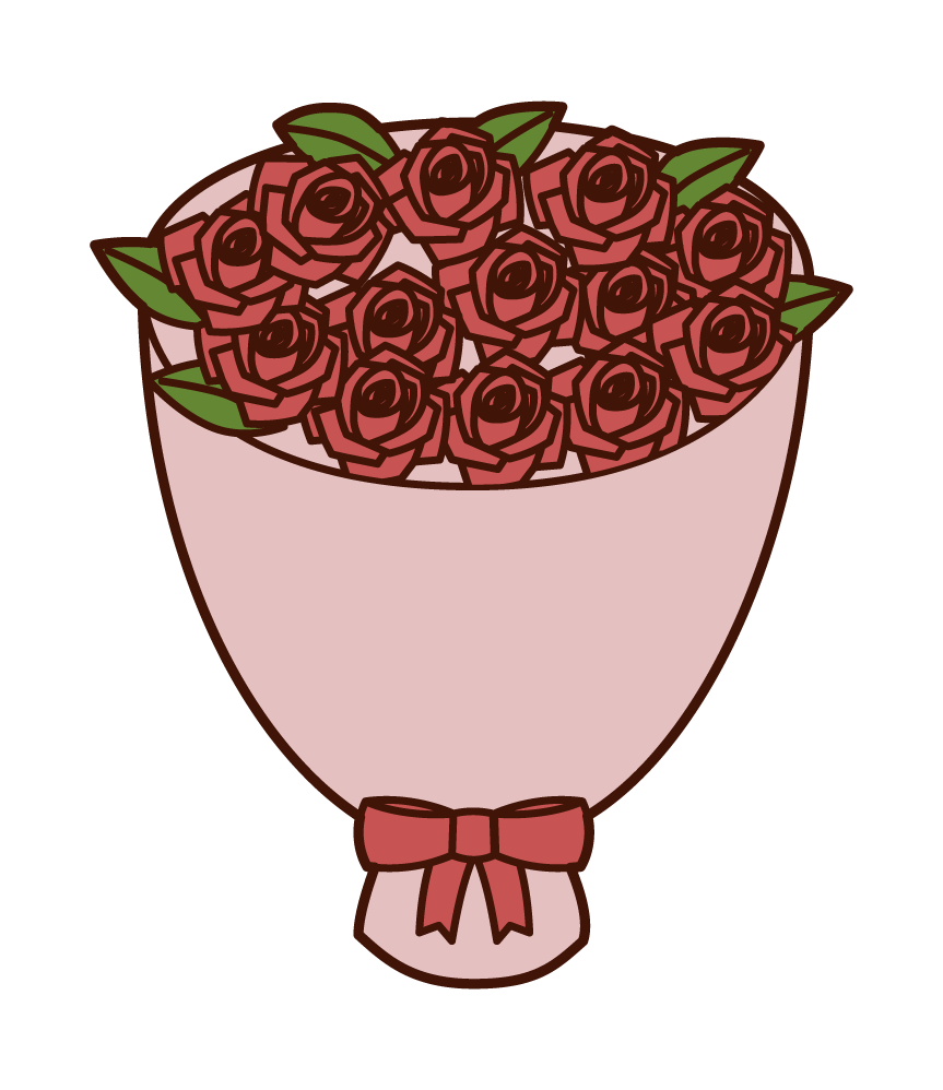 장미 꽃다발의 삽화