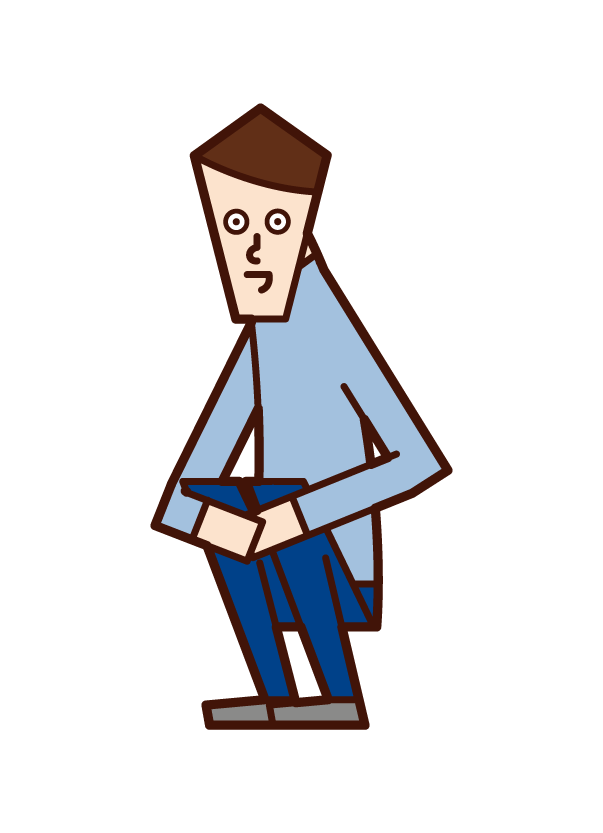 Illustration of a squatting person (male)