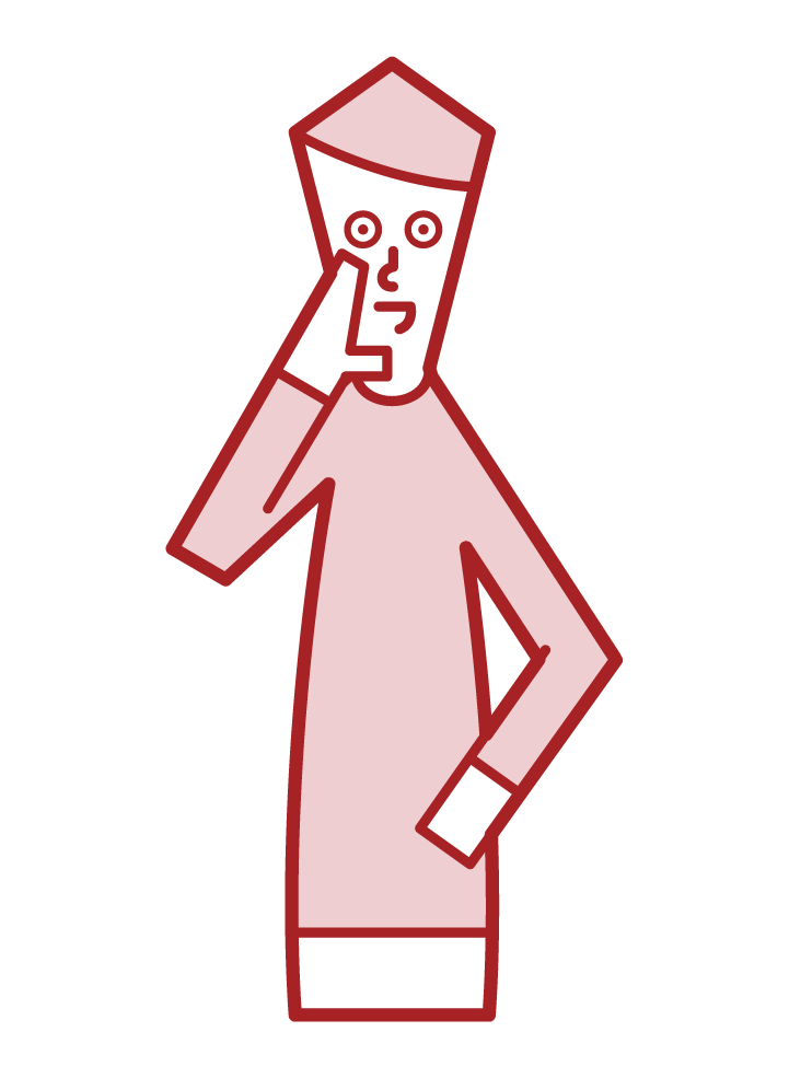 Illustration of a man who speaks with his hand on his mouth