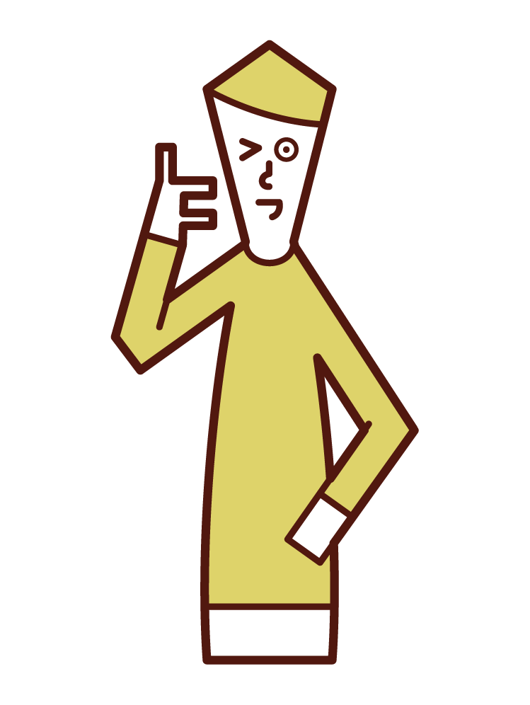 an illustration of a person (male) who gestures to tell that it is only a little