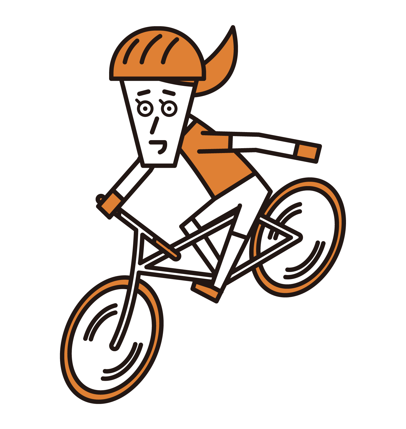 핸드 시그널(손 표지판)이 있는 자전거 타기(여성)의 일러스트