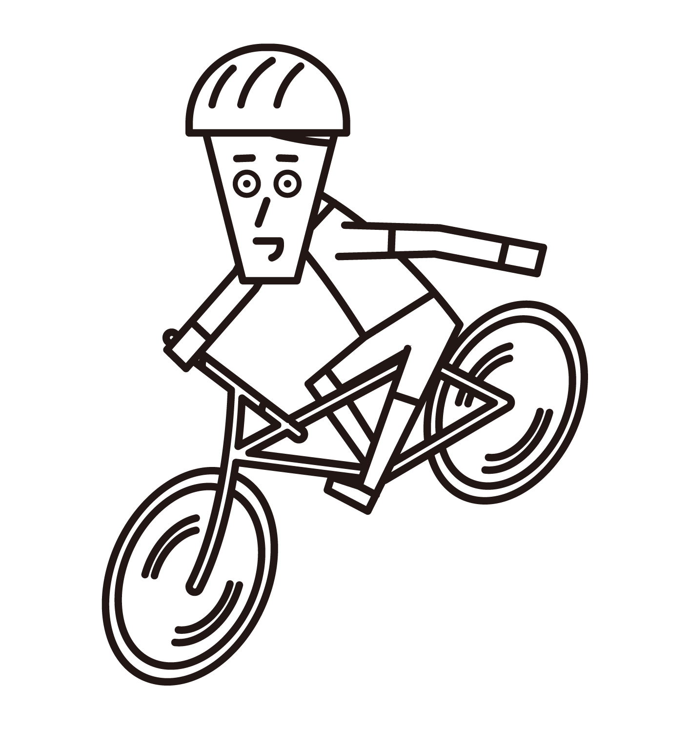 Illustration of a bicycle ride (male) with a hand signal (hand sign)