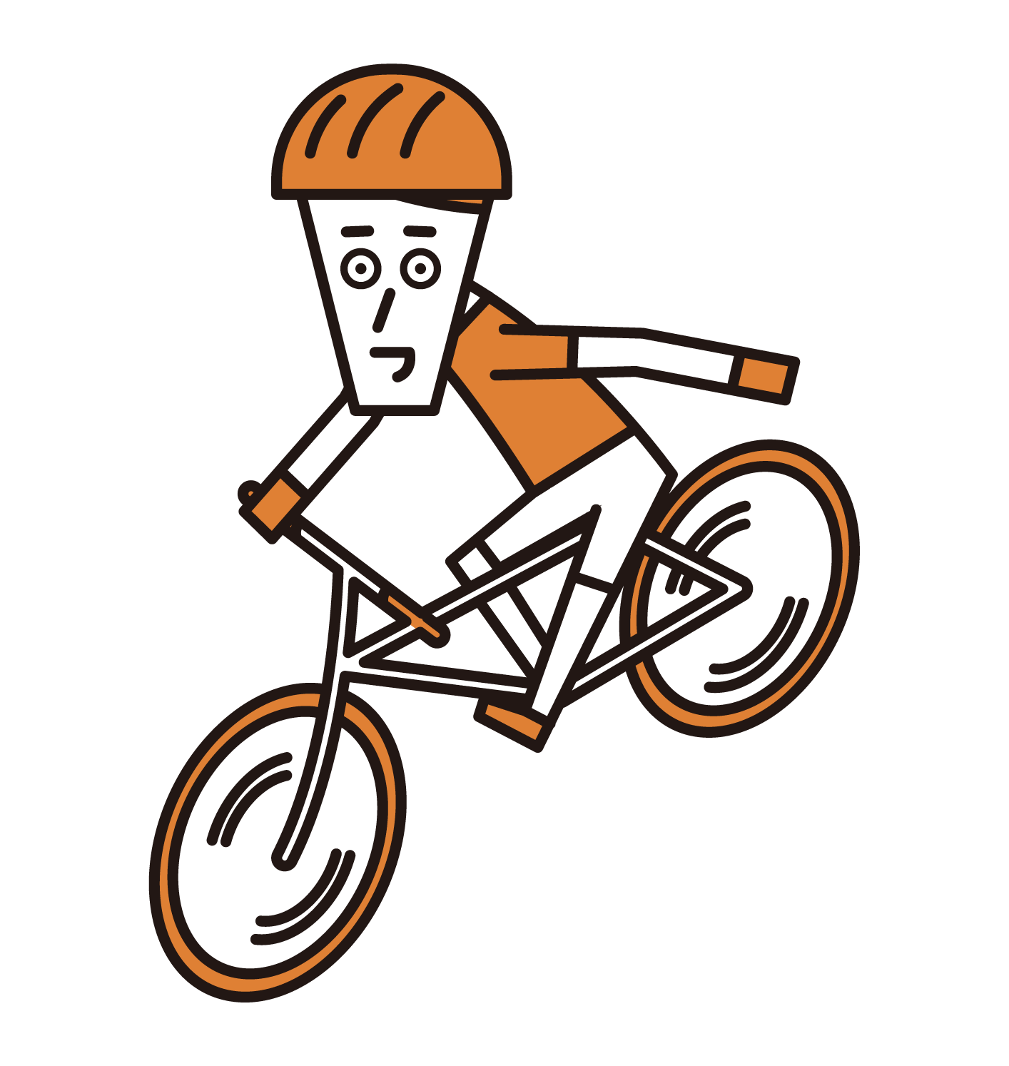 Illustration of a bicycle ride (male) with a hand signal (hand sign)