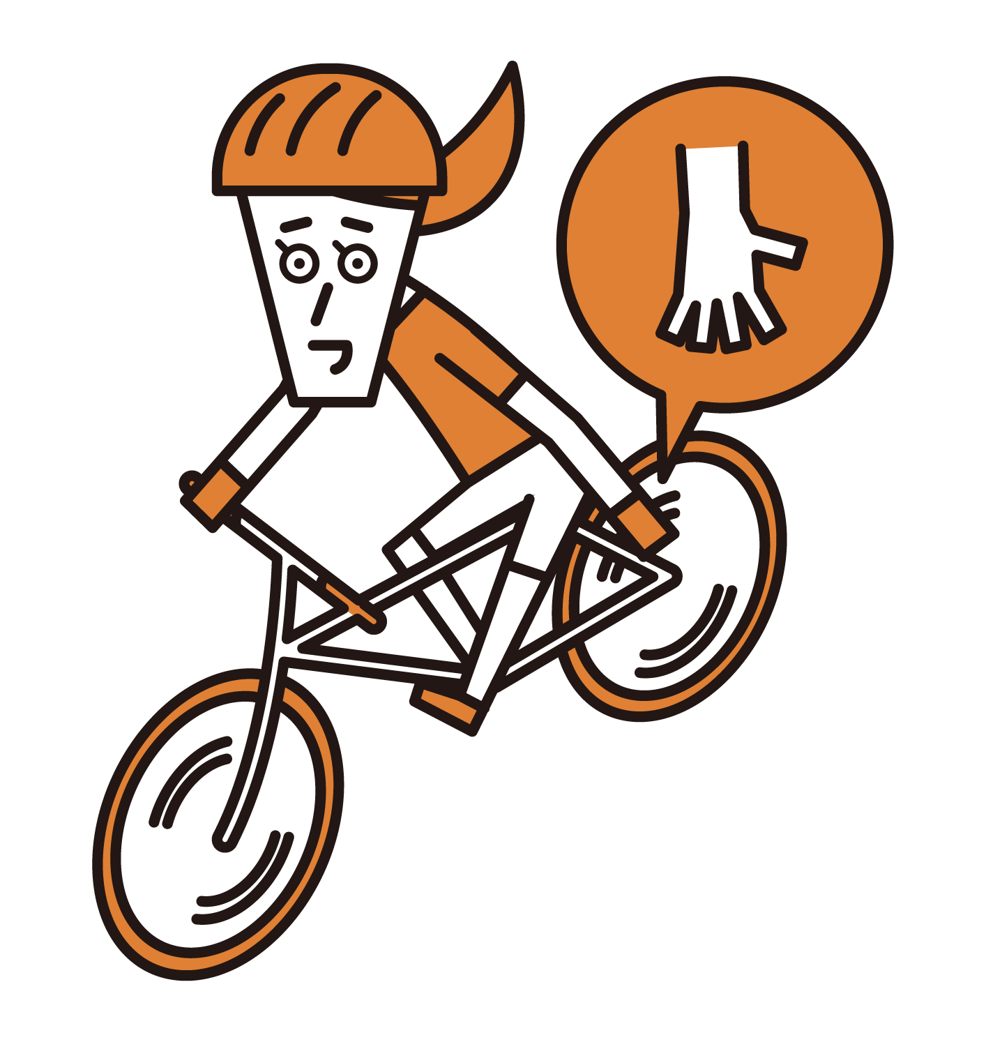 手信號（手牌）自行車手（女性）插圖