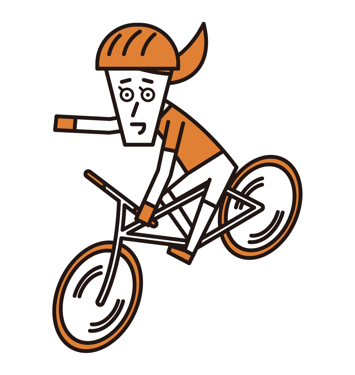 Illustration of a bicycle ride (female) with a hand signal (hand sign)