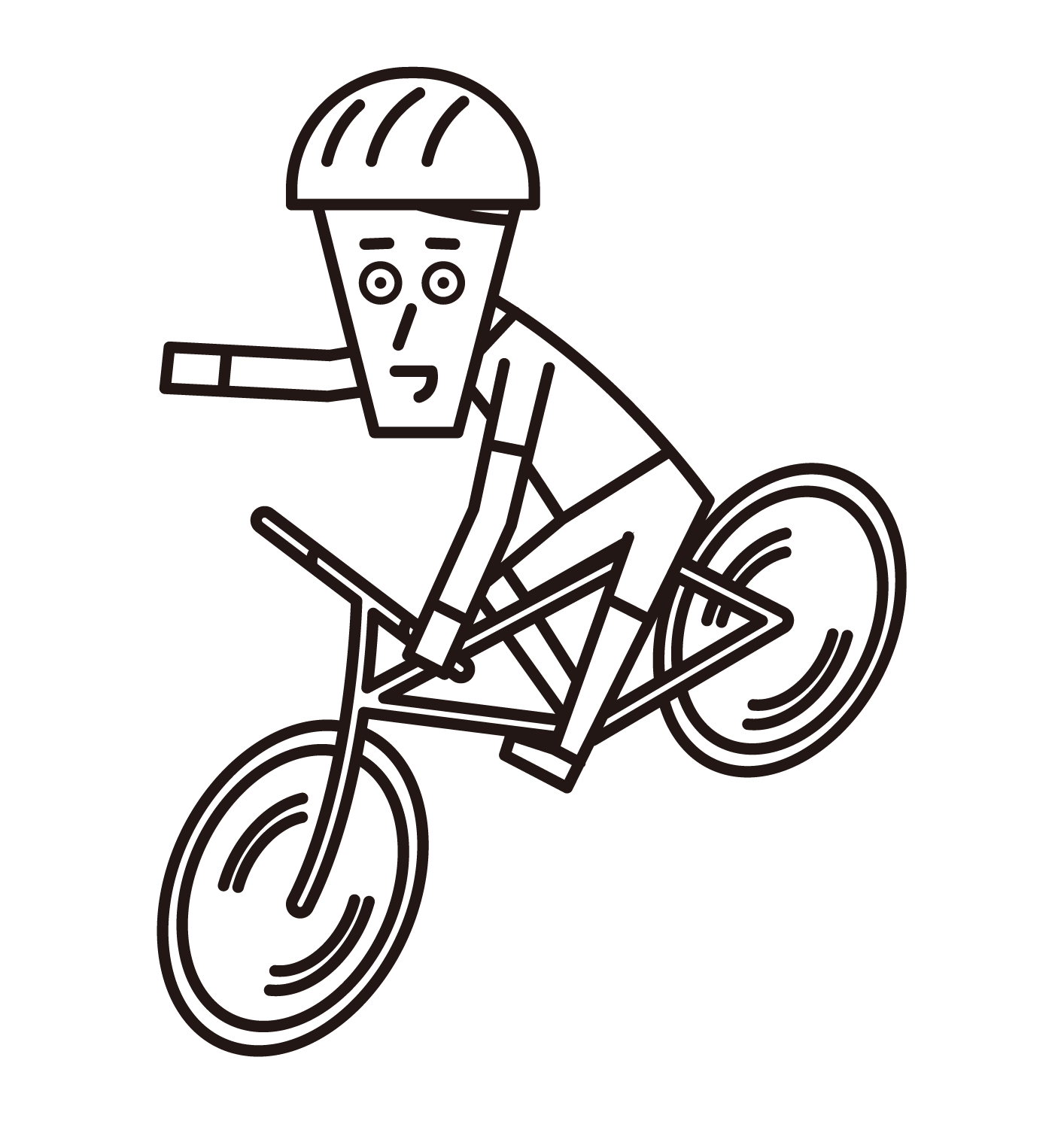 핸드 시그널(손 표지판)이 있는 자전거 타기(남성)의 일러스트