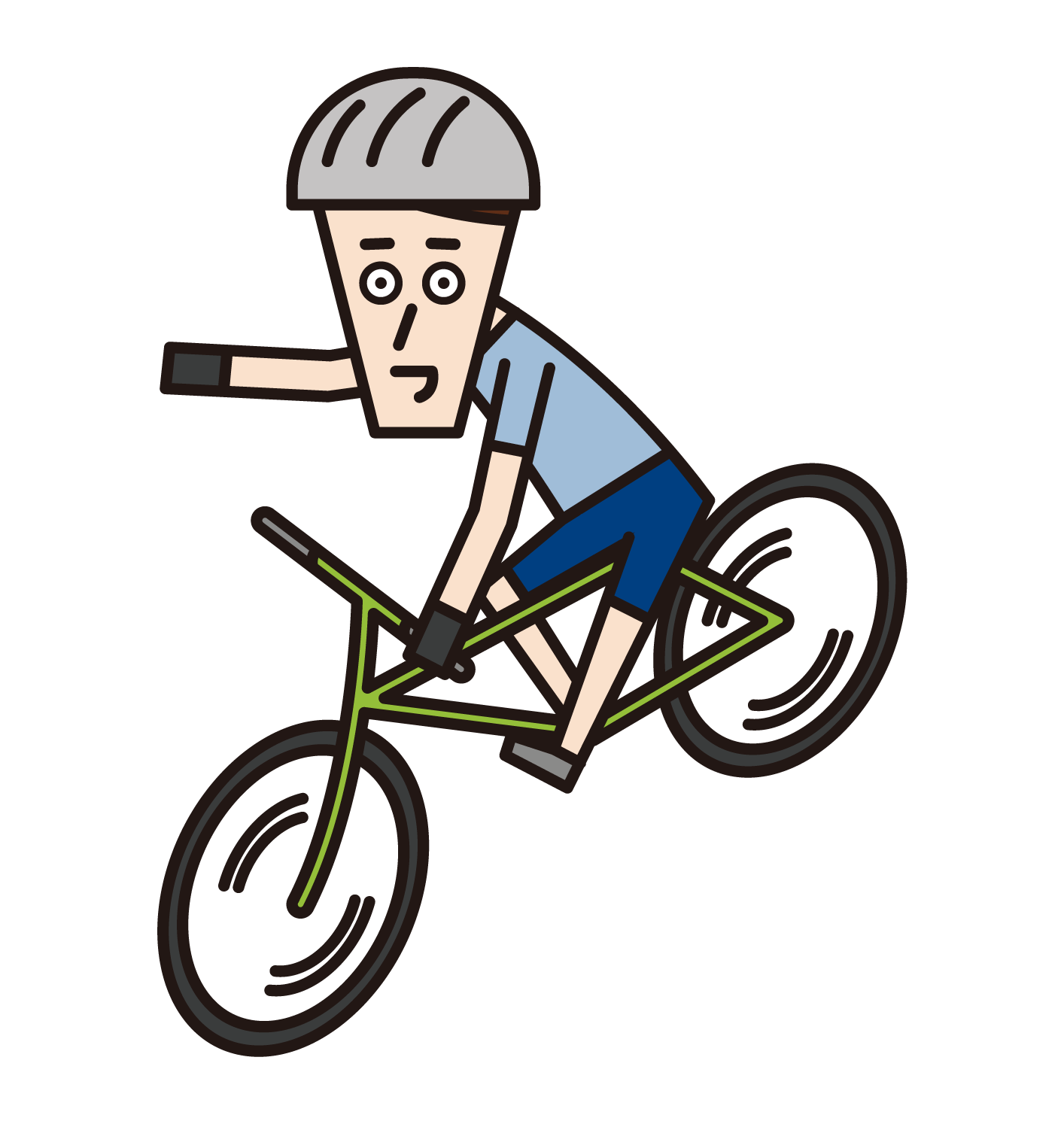 Illustration of a bicycle ride (female) with a hand signal (hand sign)
