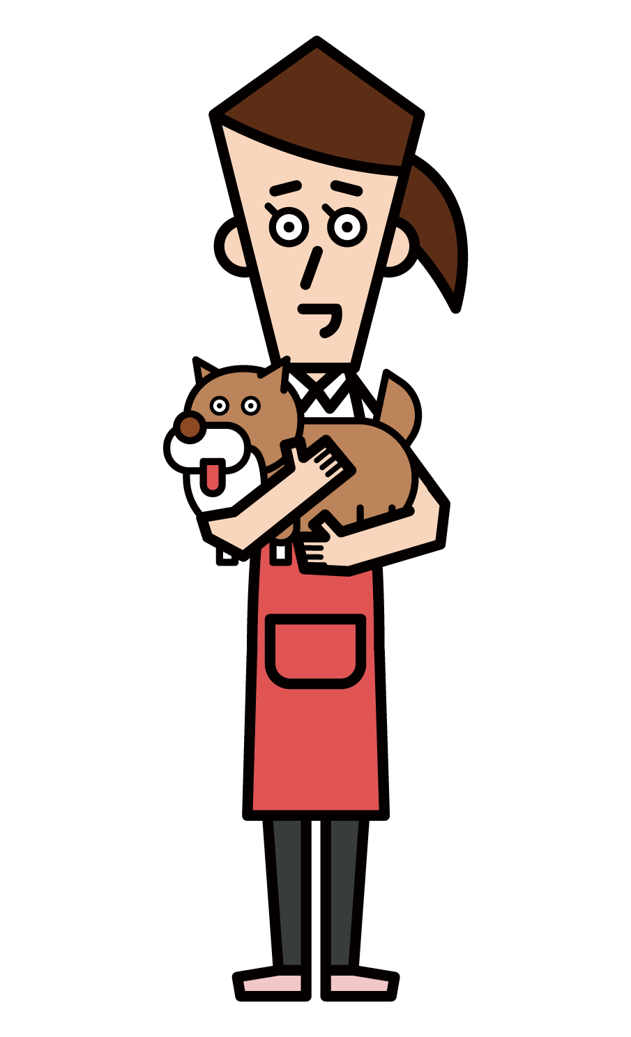Illustration of a pet shop clerk (female)