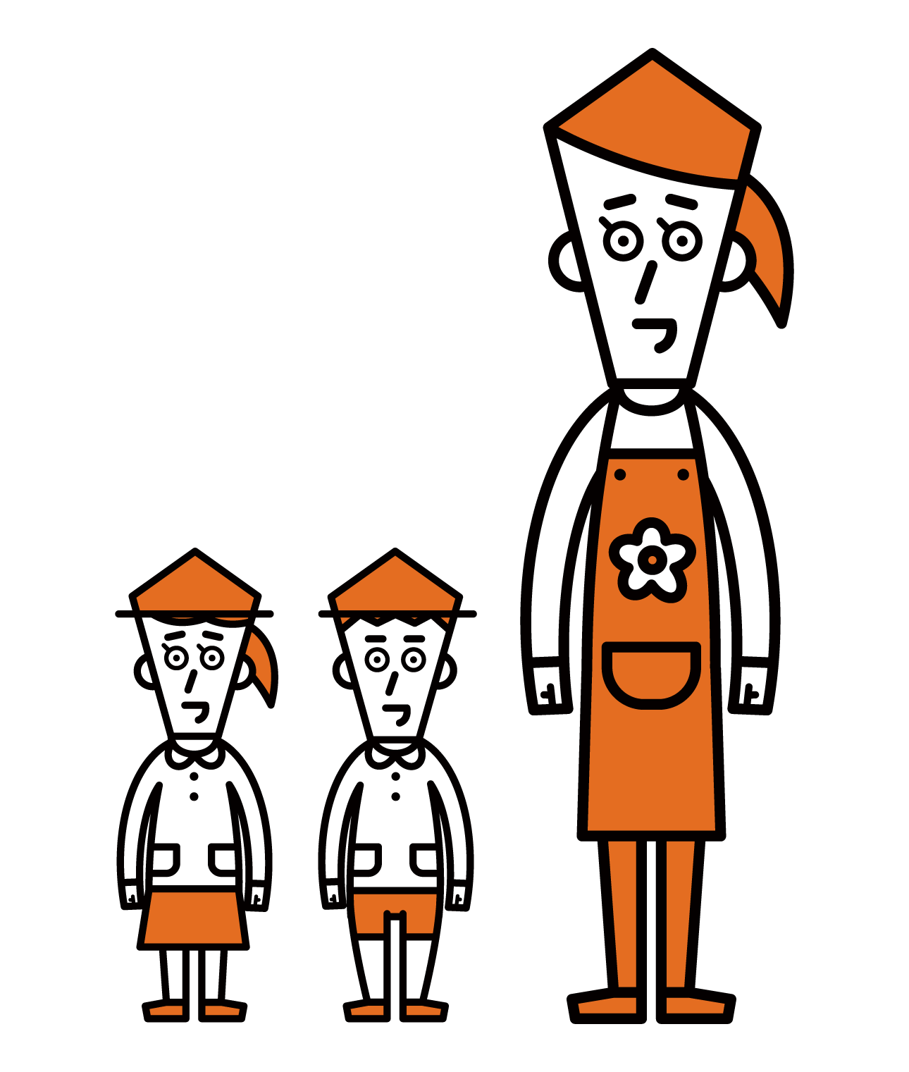 Illustration of children and nursery teacher (female)