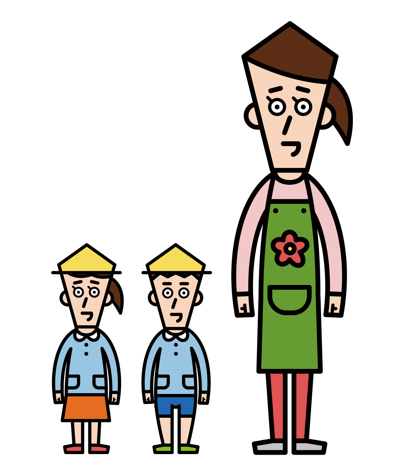 Illustration of children and nursery teacher (female)