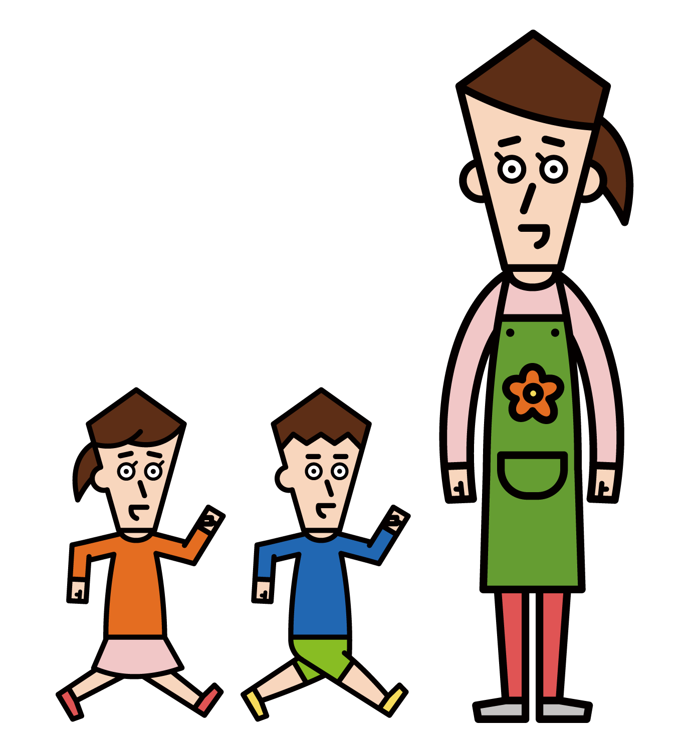 Illustration of children and nursery teachers (male and female)