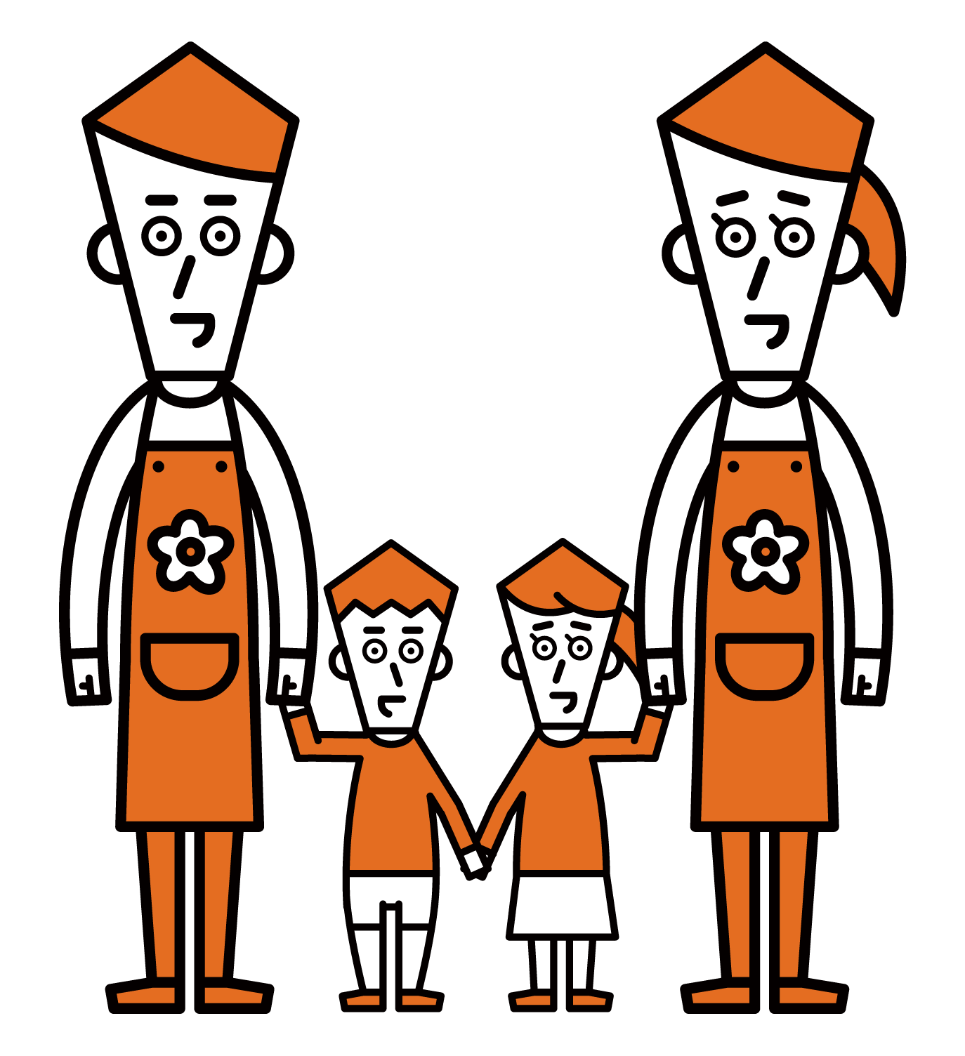 兒童和兒童保育員（男性和女性）的插圖