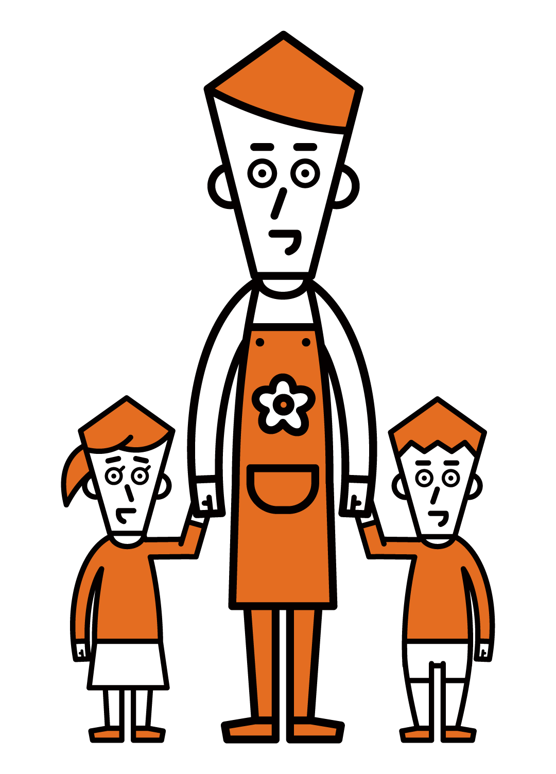 Illustration of children and nursery teacher (male)