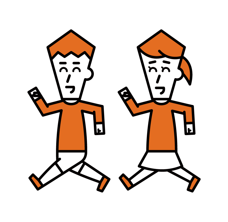 Illustration of a running child (male and female)